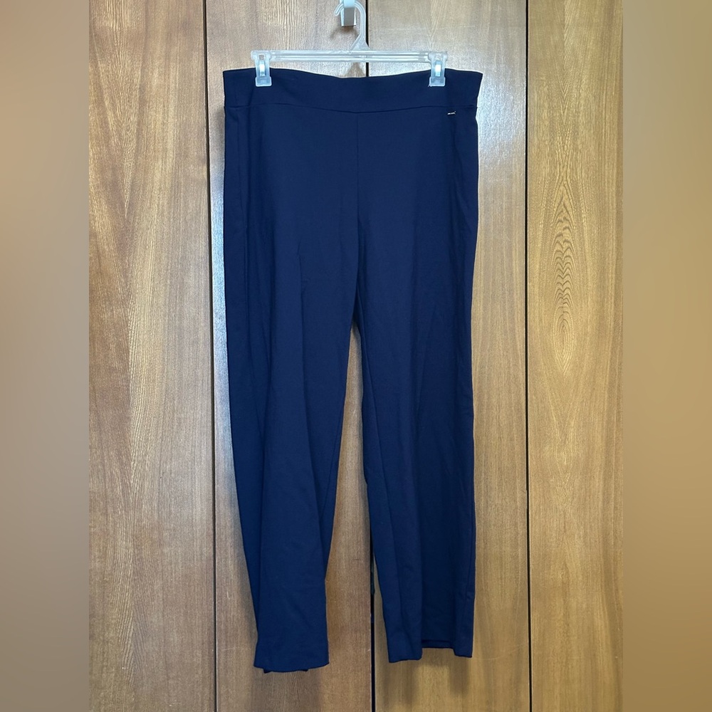 Anne Klein Navy Straight-Leg Pull-On Pants